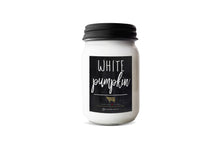 Load image into Gallery viewer, White pumpkin candle in 13 oz mason jar