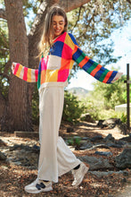 Load image into Gallery viewer, PLUS LIGHT WEIGHT CHECKERBOARD PULLOVER SWEATER: NEON MULTI-SALE