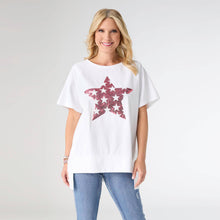 Load image into Gallery viewer, Lenice Relaxed Short Sleeve Top | 4th of July: Blue Star