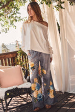 Load image into Gallery viewer, Denim-look Sublimation Printed Wide Leg Pants: FLOWER