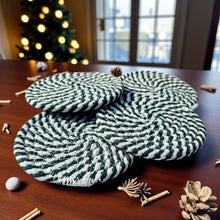 Load image into Gallery viewer, Candy cane Coasters, Red White Christmas Coaster Set: Red-4pk