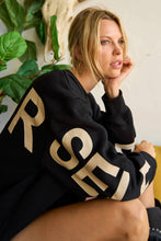 Load image into Gallery viewer, Be Yourself Love Yourself Printed Oversized Sweatshirt: BLACK