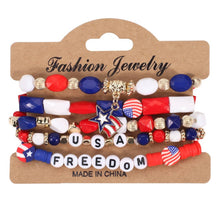 Load image into Gallery viewer, NINEXIS - CWMM10463_USA FLAG RED WHITE BLUE BEADED BRACELET: TYPE2 / (OS) 1