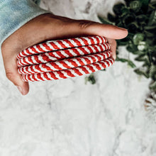 Load image into Gallery viewer, Candy cane Coasters, Red White Christmas Coaster Set: Red-4pk