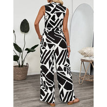 Load image into Gallery viewer, Summer Sleeveless Leaf Print Jumpsuit : Black / White