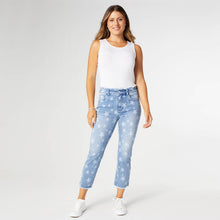 Load image into Gallery viewer, EverStretch Star Print Capri with Fringe: Light Denim