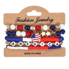 Load image into Gallery viewer, NINEXIS - CWMM10463_USA FLAG RED WHITE BLUE BEADED BRACELET: TYPE2 / (OS) 1
