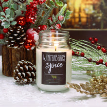 Load image into Gallery viewer, Winterberry spice candle in 13 oz Mason Jar Candle