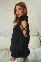 Load image into Gallery viewer, SOLID TURTLE NECK CUTOUT LONG SLEEVE SWEATER: Cream SALE