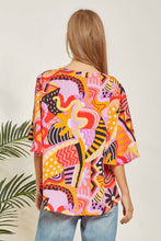 Load image into Gallery viewer, Print Flare Sleeve Blouse: Magenta Multi-SALE