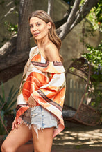 Load image into Gallery viewer, Scarf Print Off-Shoulder Poncho Sunset Magnolia / One Size