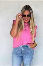 Load image into Gallery viewer, Sweet lace days short sleeve tee shirt in pink-SALE