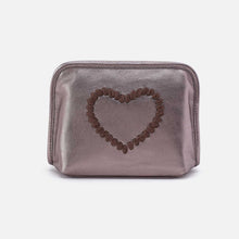 Load image into Gallery viewer, Beauty Cosmetic Pouch in Pewter Slur with heart