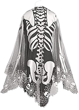 Load image into Gallery viewer, Skeleton 60x60 Pewter Lace Halloween Poncho Costume
