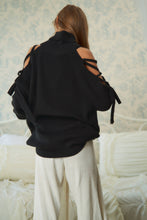 Load image into Gallery viewer, SOLID TURTLE NECK CUTOUT LONG SLEEVE SWEATER: Cream SALE