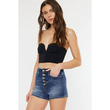 Load image into Gallery viewer, DARK button fly jean shorts-SALE