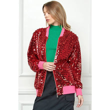 Load image into Gallery viewer, Sequin Bomber Jacket: Pink