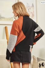 Load image into Gallery viewer, PLUS SIZE Colorblock Sweater BLACK MOCHA sale