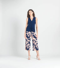 Load image into Gallery viewer, Sleeveless V-Neck Center Front Tie Top: NAVY