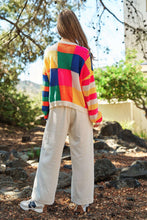 Load image into Gallery viewer, PLUS LIGHT WEIGHT CHECKERBOARD PULLOVER SWEATER: NEON MULTI-SALE