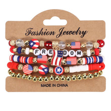 Load image into Gallery viewer, NINEXIS - CWMM10463_USA FLAG RED WHITE BLUE BEADED BRACELET: TYPE2 / (OS) 1