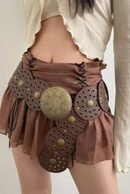Load image into Gallery viewer, Round Panel Eyelet Western Belts: Brown / 101cm