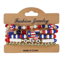 Load image into Gallery viewer, NINEXIS - CWMM10463_USA FLAG RED WHITE BLUE BEADED BRACELET: TYPE2 / (OS) 1