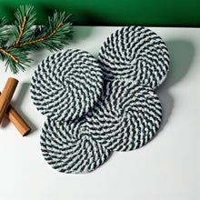 Load image into Gallery viewer, Candy cane Coasters, Red White Christmas Coaster Set: Red-4pk