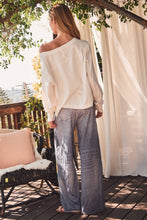 Load image into Gallery viewer, Denim-look Sublimation Printed Wide Leg Pants: FLOWER