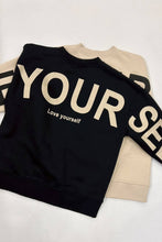 Load image into Gallery viewer, Be Yourself Love Yourself Printed Oversized Sweatshirt: BLACK