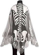 Load image into Gallery viewer, Skeleton 60x60 Pewter Lace Halloween Poncho Costume