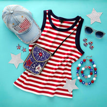 Load image into Gallery viewer, Bedazzled Flag Hat | 4th of July: Light Denim
