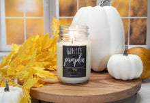 Load image into Gallery viewer, White pumpkin candle in 13 oz mason jar