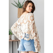 Load image into Gallery viewer, Crochet long bell like sleeve top: Natural