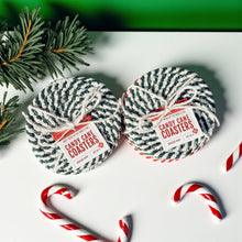Load image into Gallery viewer, Candy cane Coasters, Red White Christmas Coaster Set: Red-4pk