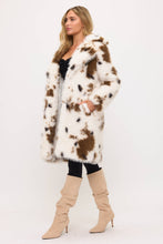 Load image into Gallery viewer, Cowgirl Luxe Faux Fur Coat: Cow Print