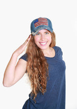 Load image into Gallery viewer, Crystallized American Flag Cap - Blue