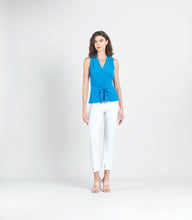 Load image into Gallery viewer, Sleeveless V-Neck Center Front Tie Top: NAVY