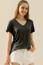 Load image into Gallery viewer, SOLID V NECK SHORT SLEEVE T SHIRT TOPS: RED