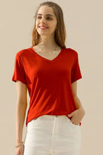 Load image into Gallery viewer, SOLID V NECK SHORT SLEEVE T SHIRT TOPS: RED