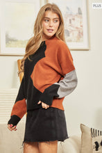Load image into Gallery viewer, PLUS SIZE Colorblock Sweater BLACK MOCHA sale
