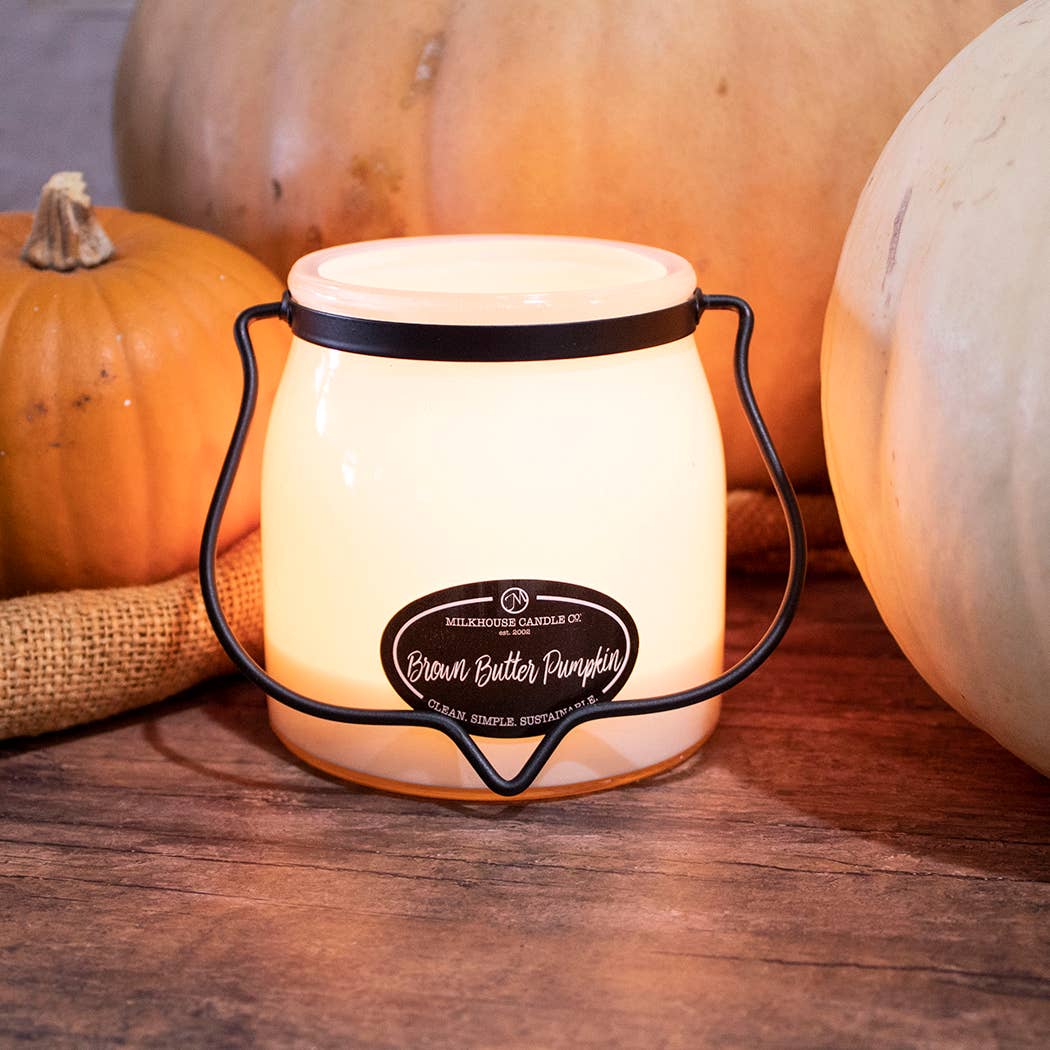 Brown Butter Pumpkin candle in 16oz creamery candle