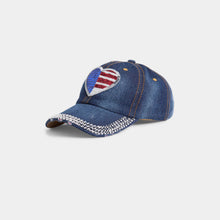 Load image into Gallery viewer, One Nation Hat | 4th of July: Denim heart bling
