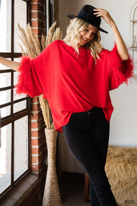 RED feather trim cuff