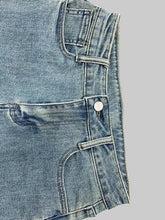 Load image into Gallery viewer, Flared Pants Floral Printed High-Waisted Pockets Denim Jean Pants Bottoms: BLUE /
