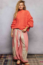 Load image into Gallery viewer, Mock Neck Balloon Sleeve Cable Knit Pullover Sweater : ORANGE
