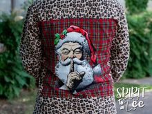 Load image into Gallery viewer, Believe Santa Patch on an Animal Print Flannel - Christmas
