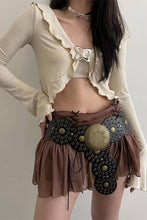 Load image into Gallery viewer, Round Panel Eyelet Western Belt Brown / 115cm
