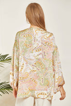 Load image into Gallery viewer, Print Button Up Blouse With Long Puffy Sleeves: Sage Blush-SALE
