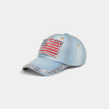 Load image into Gallery viewer, Bedazzled Flag Hat | 4th of July: Light Denim
